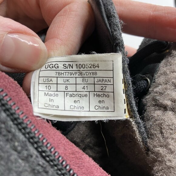 UGG Kesey Black Leather Side Zip Combat Boots Buckle Outdoors Womens 10 - Picture 11 of 13